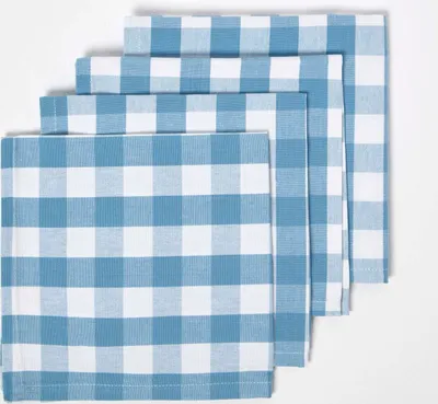 Obrázek produktu pro HOMESCAPES vlažné kostkované bavlněné látkové ubrousky, balení 4 ks