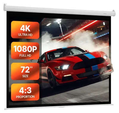 Obrázok produktu pre VEVOR ručné premietacie plátno, 72" 4:3 4K 1080 HD, zaťahovacie premietacie plátno, nástenné filmové premietanie so sťahovacím lanom, prenosné rolovacie plátno pre domáce kino