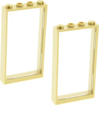 Obrázok produktu pre 2x Lego Fenster Rahmen 1x4x6 beige Scheibe transparent weiß 60596 57895