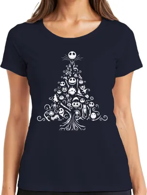 Produktbild von Nightmare before Christmas Weihnachtsbaum - Weihnachten Weihnachtsgeschenk Damen T-Shirt, Navy, L