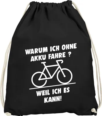 Produktbild von Turnbeutel Warum ich ohne Akku fahre E-Bike Fahhrad Radfahrer Gymbag Moonworks® schwarz unisize