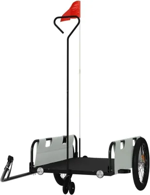 Image de Remorque pour vélo - Chariot de transport pour vélos - Transport de charges lourdes - Cadre en acier robuste - Capacité de charge de 45 kg - Gris, noir