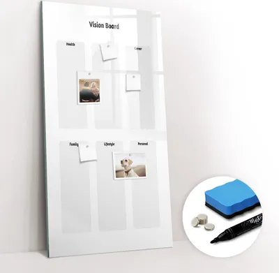 Produktbild von Magnetpinnwand Memoboard - Zubehörsatz - Schwarzer Marker + Schwamm + Magnete - 60 x 120 cm - Traumkarte