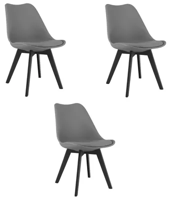 Produktbild von MARK Stuhl – Graphitfarbene / schwarze Beine, 3 Stück