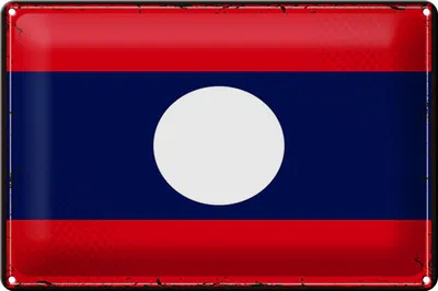 Produktbild von Blechschild Flagge Laos 30x20cm Retro Flag of Laos