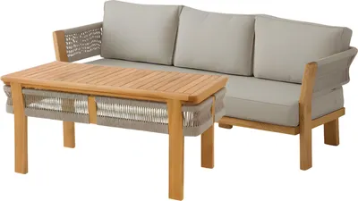Immagine prodotto di Set di mobili da giardino in legno grigio, tessile, moderno
