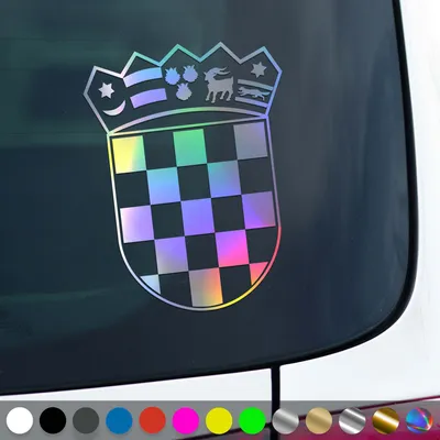 Produktbild von PantherPixel Kroatien Aufkleber Wappen Croatia Hrvatska Sticker Auto Geschenkidee Farbe Oilslick-Hologramm