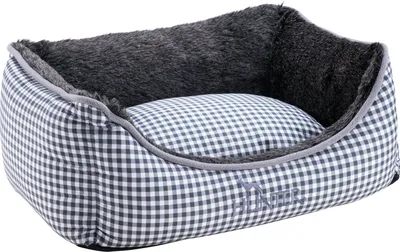Produktbild von Hunter Hundesofa Astana 80x60 cm Karo grau, mit Plüsch