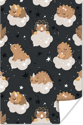 Produktbild von MuchoWow® Poster Muster - Dinosaurier - Wolken 40x60 cm - Plakate für die Wand - Poster Babyzimmer