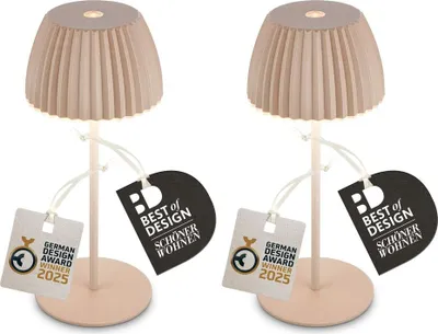 Produktbild von Akku LED Mini Tischleuchte 2er Set warmweiß IP44 Touchdimmer USB-C Lampe