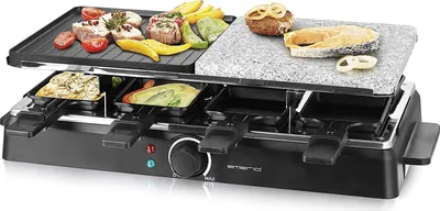 Produktbild von Emerio Raclettegrill 8 Pfannen Stein-und Grillpl. antihaft