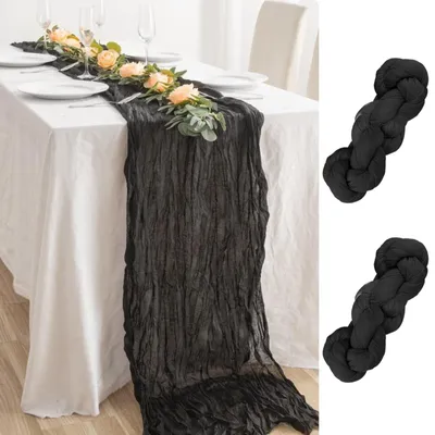 Obrázek produktu pro 2 kusy černých ubrusů na stůl z bavlny, rozměry 90 x 300 cm