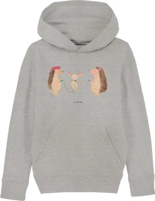 Produktbild von Mr. & Mrs. Panda Kinderpullover Igel Seilhüpfen 7-8 Jahre (122/128) - Heather Grey - Geschenk, Kapuzenpullover, Sweatshirt, Hoodie, Pullover, Sweater, Maus, Kindergarten