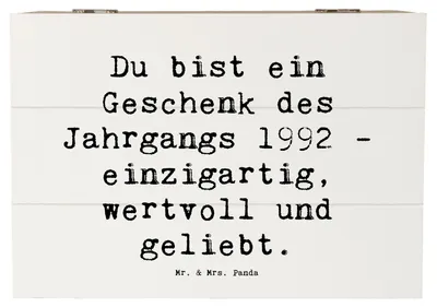 Produktbild von Mr. & Mrs. Panda Geschenkbox Spruch 1992 Geburtstag Geschenk 22 x 15 cm - Weiß - Glückwunsch, Box, Jahrgang, fotobox, Happy Birthday, aufbewahrungskiste mit deckel, Alter
