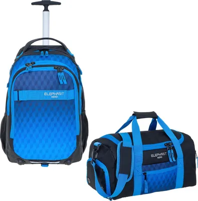 Produktbild von Trolley Schulrucksack 2 Teile Set Elephant Hero Signature Rucksack Rollen Schultasche Schultrolley Trolly + Sporttasche 12869 Dark Blue Cube ts