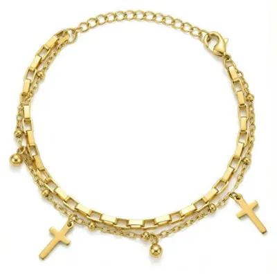 Produktbild von Vergoldetes Doppelarmband Leaf Gold MCB260614G
