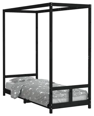 Produktbild von vidaXL Kinderbett Schwarz 80x200 cm Massivholz Kiefer