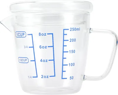 Produktbild von Hitzebeständiger Glasmessbecher Milchwaage Messbecher mit Deckel Küchenutensil (250ml)