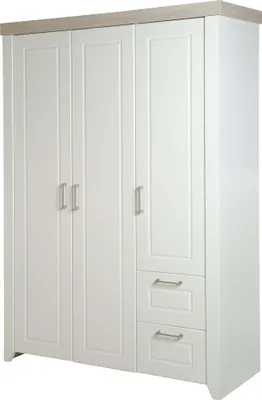 Produktbild von roba Kleiderschrank, Babyzimmerserie 'Felicia', Schrank 3-trg., 2 Schubladen, Landhausstil, weiß