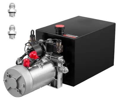 Immagine prodotto di SucceBuy Gruppo idraulico da 12 Qt con pompa a doppio effetto, pressione massima 22 MPa e portata 3,4 L/min, sistema idraulico a 12 V CC con robusto serbatoio in metallo per rimorchi ribaltabili, nero