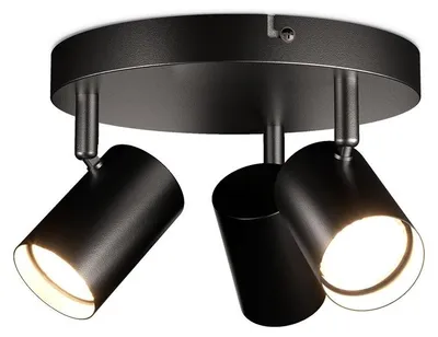 Image de HOFTRONIC - Plafonnier LED 35W 3 spots GU10 Noir rond inclinable pivotant IP20