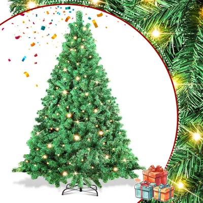 Immagine prodotto di TolleTour LED 210CM Albero di Natale Artificiale Verde aghi in PVC Albero decorativo per decorazioni natalizie con luci fiabesche, con 1200 punte
