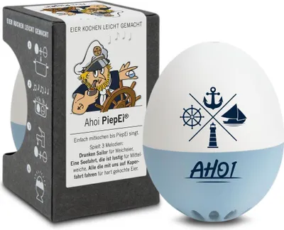 Produktbild von Brainstream PiepEi Ahoi Eieruhr maritim, misst Zeit und Temperatur, 3 Härtegrade, 8 cm Höhe