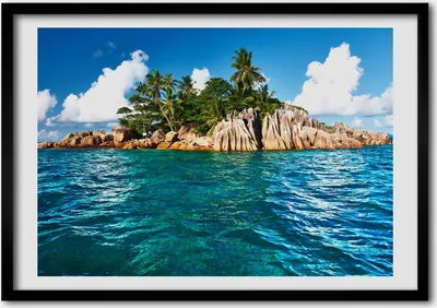 Produktbild von Bild - Bilder - Bilderrahmen - 70 cm x 50 cm - MDF-Rahmen, Wandkunst Tropische Insel