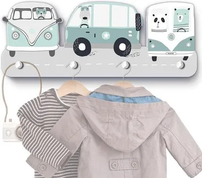 Produktbild von Famanu Garderobe für Kinder mit 4 Haken - Verschiedene Motive