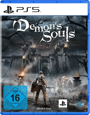 The image shows the front cover of a video game case for Demon's Souls on PS5.