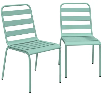 Produktbild von Set mit 2 stapelbaren Metall-Gartenstš¹hlen fš¹r Terrasse, Balkon, Garten, Grš¹n