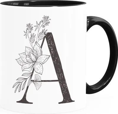 Produktbild von Kaffeetasse Monogramm Initiale Geschenk-Motiv Tasse personalisierte Namenstasse personalisierte Geschenke SpecialMe® A Inner-Schwarz Keramik-Tasse