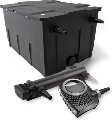 Produktbild von SunSun Komplettset: CBF-550 Teichfilter bis 60000 L Teichfilteranlage als Durchlauffilter, NEO10000 SuperECO Teichpumpe 10000l/h 80W, CUV-336 Teichklärer UVC Klärer mit 36W