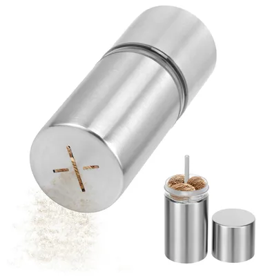 Gewürzmühle aus Edelstahl, 13,8 cm, mit Behälter