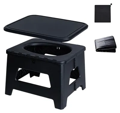 Imagen del producto de Omgoods: Inodoro plegable para camping con bolsa de almacenamiento