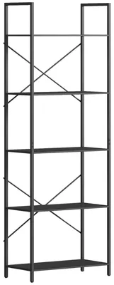 Produktbild von Bücherregal 5 Ebenen Metall Schwarz 60x30x170,5 cm Standregal für Wohnzimmer Büro Arbeitszimmer