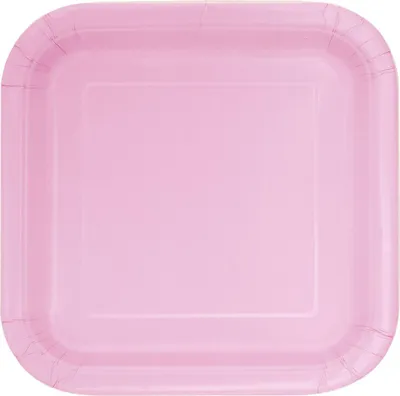 Produktbild von 16 Pappteller Quadratisch Hellrosa Klein 17 cm - Einheitsgröße