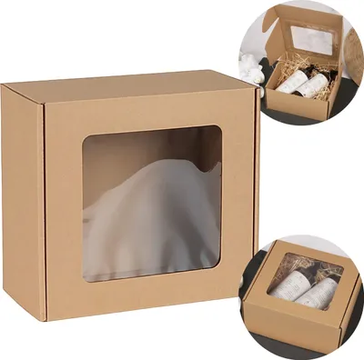 Produktbild von Quadratische Schachtel mit Sichtfenster, Geschenkbox 20x20x10 cm x1