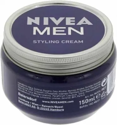 A close-up of a Nivea Men Styling Cream jar.