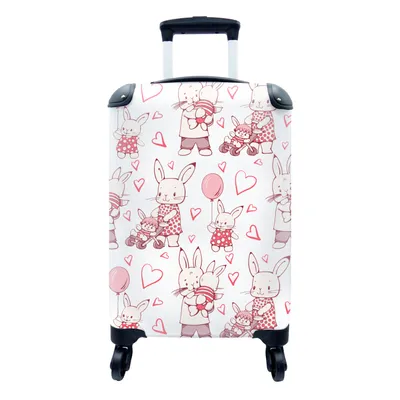 Obrázok produktu pre Kufrík Ručná batožina na kolieskach Malý cestovný kufor so 4 kolieskami Králiky - Láska - Vzory - Veľkosť kabíny < 55x40x23 cm & 55x40x20 cm - Foto
