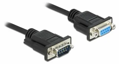 Obrázek produktu pro DeLOCK Sériový kabel rozhraní RS-232 D-Sub9, ze zástrčkového na zásuvkový, délky 2 m, Černá, 2 m, RS-232 Sub-D9, RS-232 Sub-D9, Samec, Samice