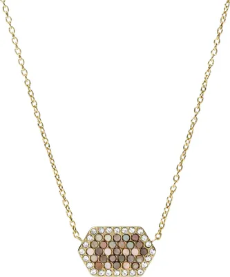 Produktbild von Fossil JF03864710 Halskette mit Anhänger Val Holiday Sparkles Perlmutt Gold-Ton