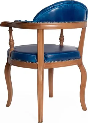 Immagine prodotto di Sala da pranzo Sedia in legno con bracciolo Classico Nuovo Design Sedia imbottita Seduta Blu