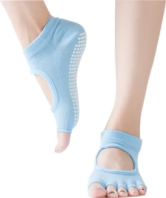 Produktbild von 1 Paar Erwachsene Half Toe Yoga- und Pilates-Antirutschsocken(hellblau)