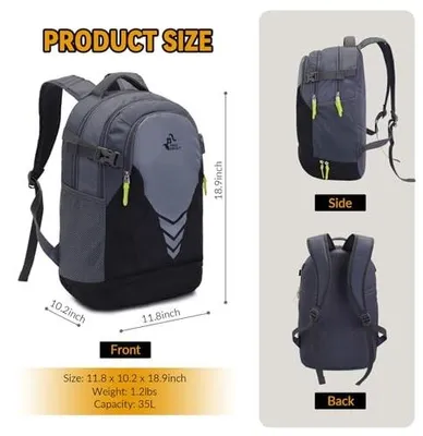 Imagen del producto de Mochila deportiva ligera de 35L con compartimento para balón