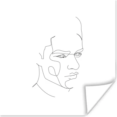 Produktbild von MuchoWow® Poster Mann - Gesicht - Schwarz - Weiß 75x75 cm - Wand Dekoration