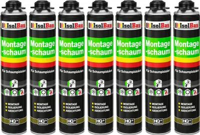 Produktbild von Isolbau - Bauschaum Montageschaum 7 x 750 ml PolyurethanSchaum 1K Pistolenschaum Zargenschaum - Isolierung Abdichtung für Innen und Außen