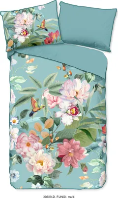 Produktbild von Descanso Bettwäsche mit einer biese und Blumen  - 140x200 cm  - 100% Bio Baumwolle