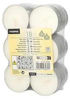 Produktbild von Papstar Maxi Lichte Ø 59 mm · 22 mm weiß, 8 x 18 Stück