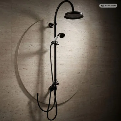 Produktbild von PaulGurkes schwarze Regendusche Retro Aufputz Duschsystem Duschkopf Handbrause